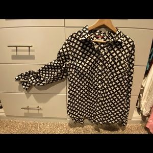 Never Worn! Geo-print LS Blouse